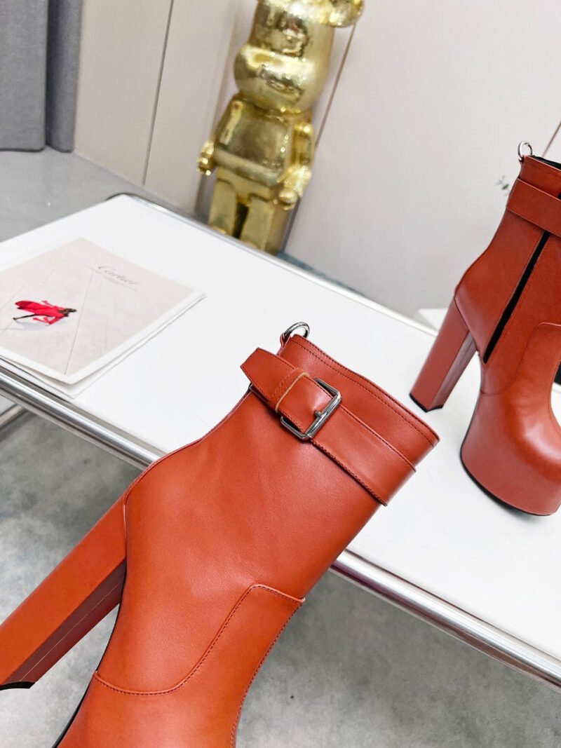 Botines Cherry de Plataforma Hebilla Piel Lisa YSL - Imagen 9