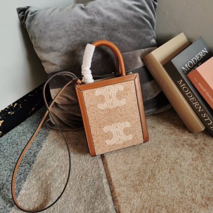 BOLSO CABAS VERTICAL MINI DE LONA Y PIEL CELINE