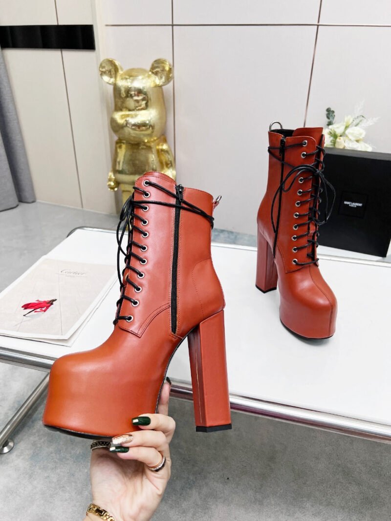 Botines Cherry de Plataforma Piel Lisa YSL - Imagen 5