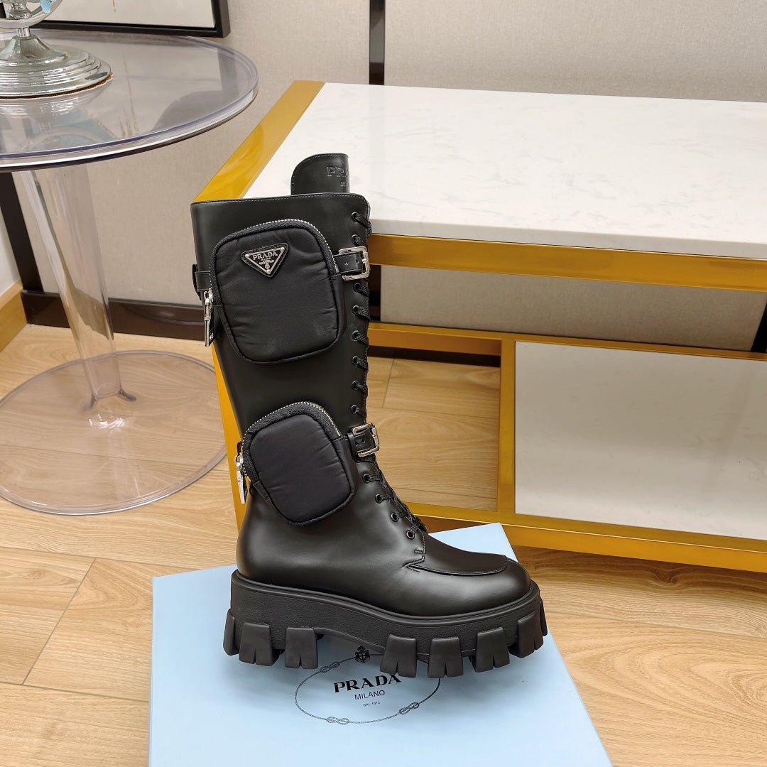 Botas de nylon y piel cepillada Monolith PRADA