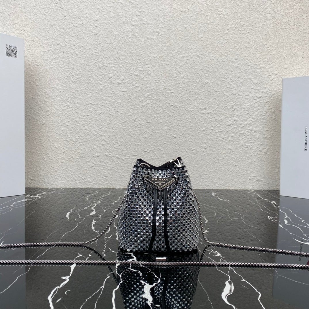 Bolso enano de satén con cristales PRADA