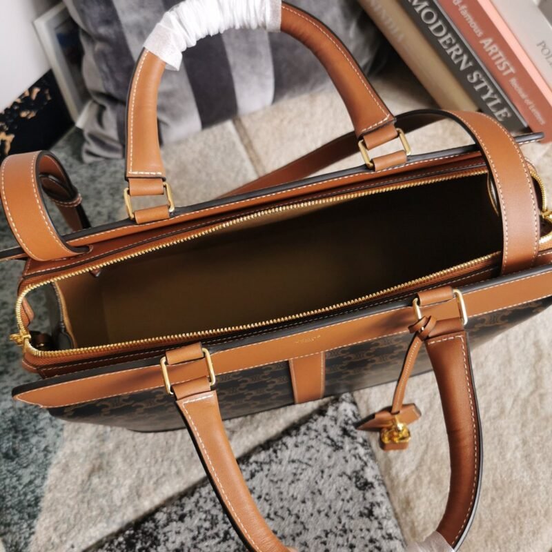 BOLSO CABAS DE FRANCE MEDIANO DE LONA TRIOMPHE Y PIEL CELINE - Imagen 4