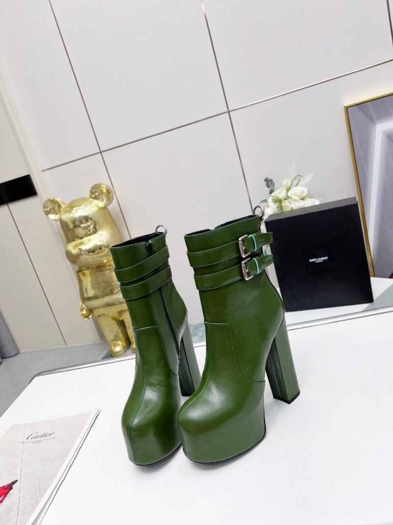 Botines Cherry de Plataforma Doble Hebilla Piel Lisa YSL - Imagen 2