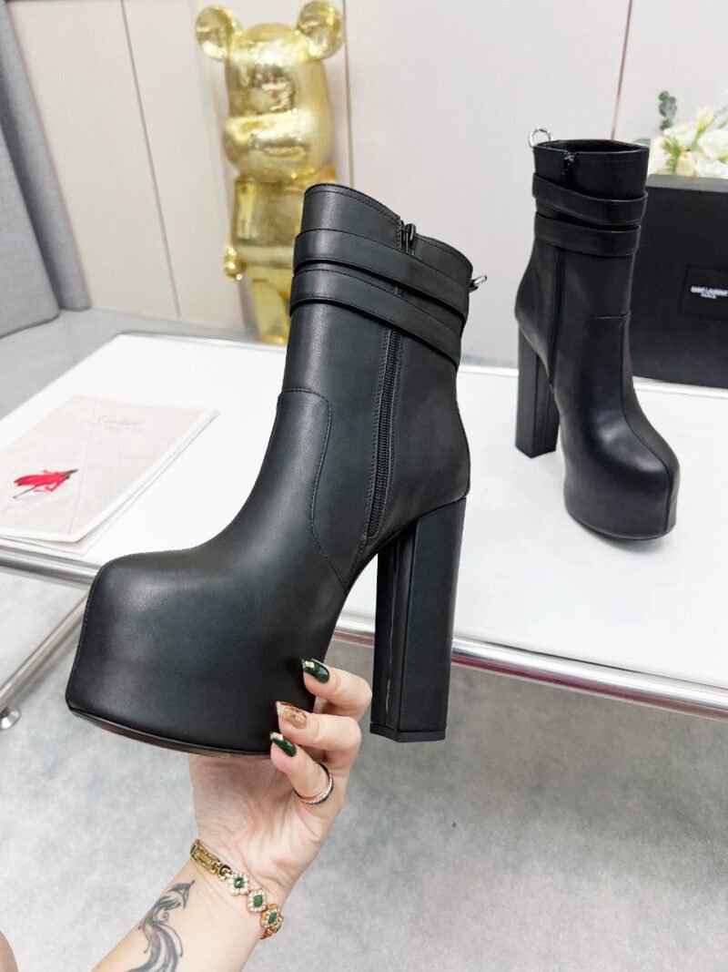 Botines Cherry de Plataforma Doble Hebilla Piel Lisa YSL - Imagen 6