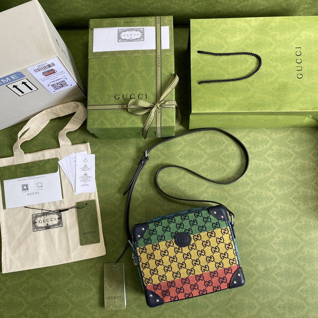 Bolso de hombro MULTICOLOR con detalles de piel GUCCI