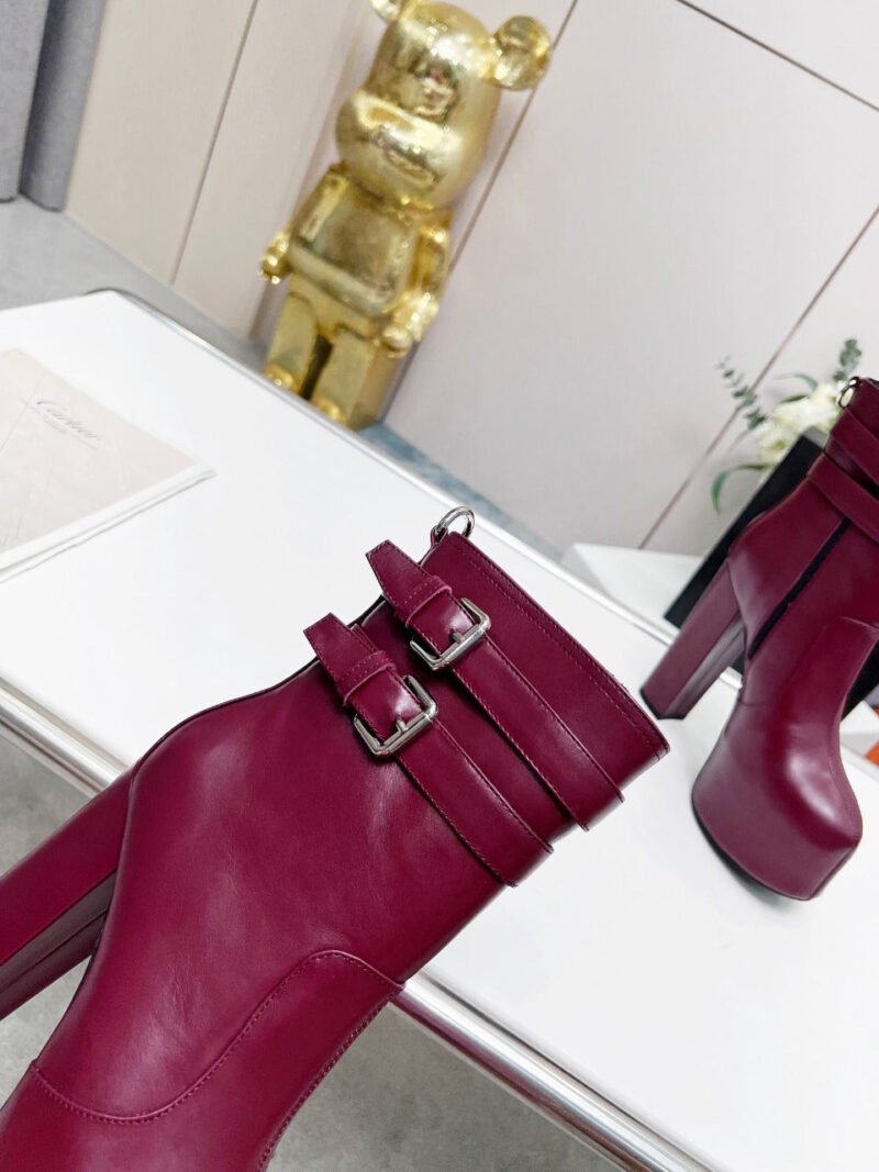 Botines Cherry de Plataforma Doble Hebilla Piel Lisa YSL - Imagen 7