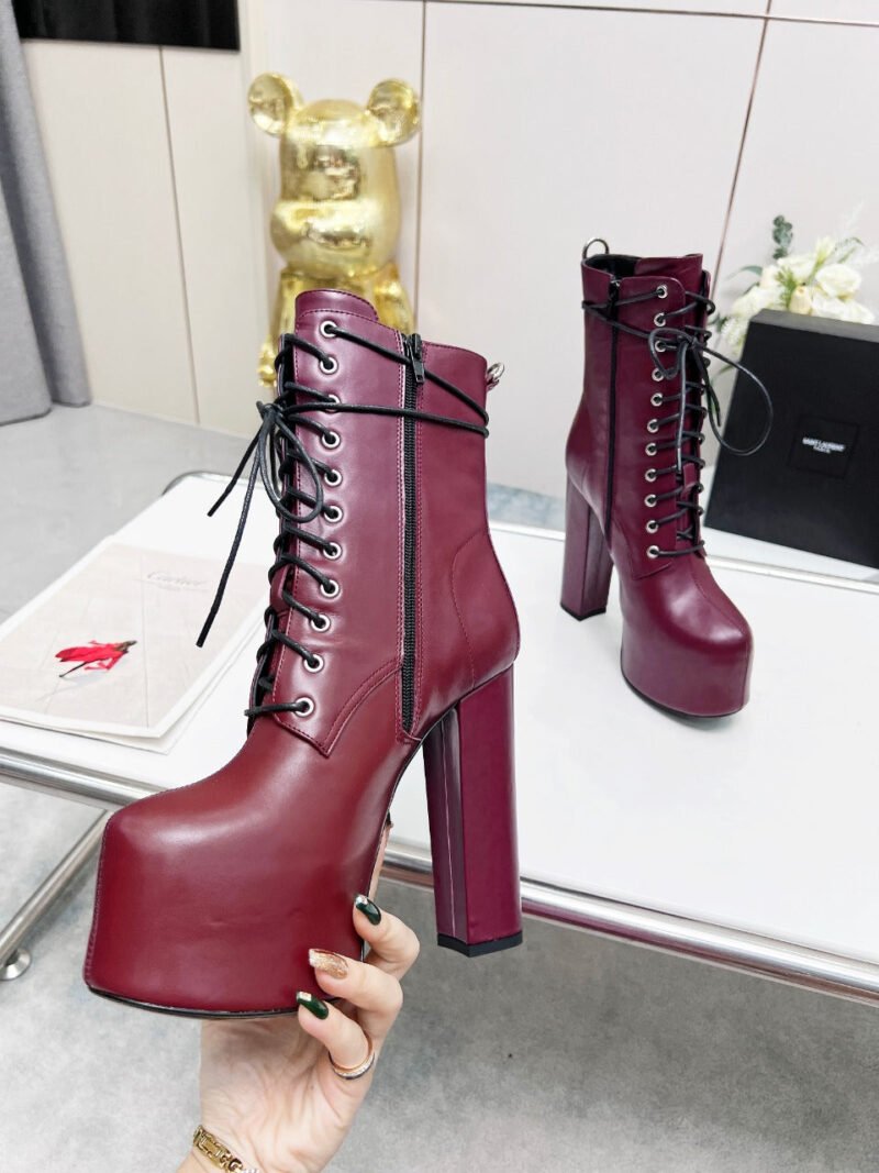 Botines Cherry de Plataforma Piel Lisa YSL - Imagen 5