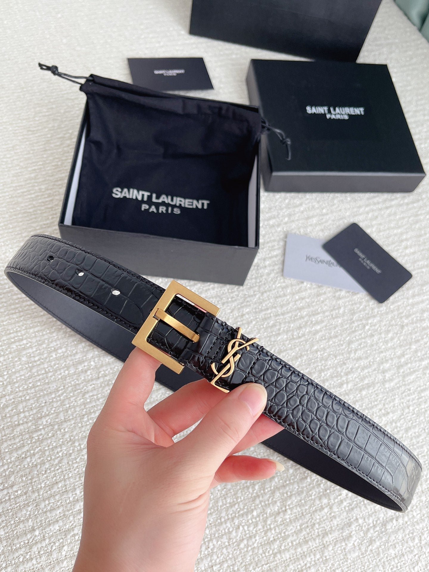 Cinturón de hebilla cuadrada YSL