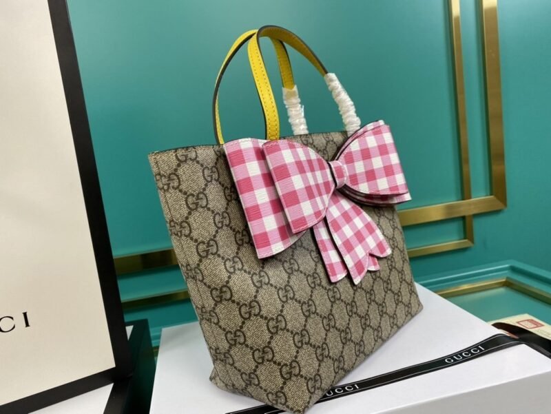 Tote Infantil GG con Lazo de Cuadros GUCCI - Imagen 8