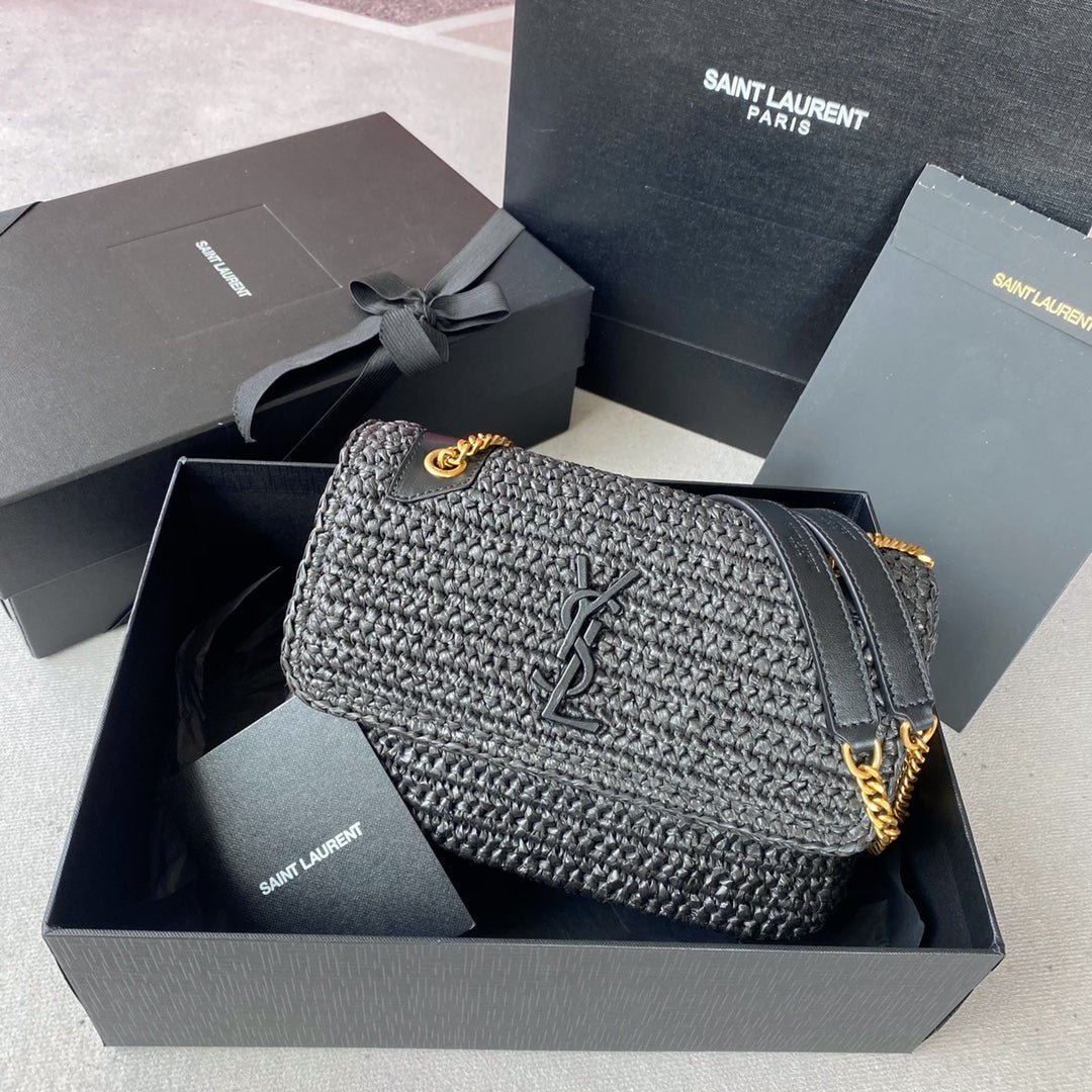 Bolso Pequeño Riki de Rafia y Piel YSL