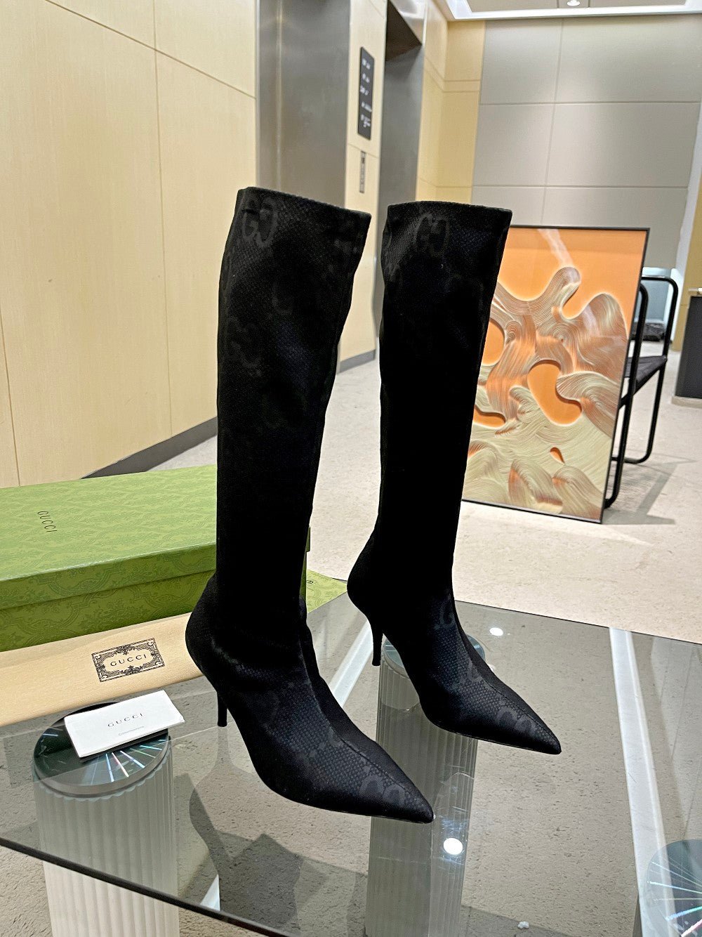 Bota de punto con GG Gucci