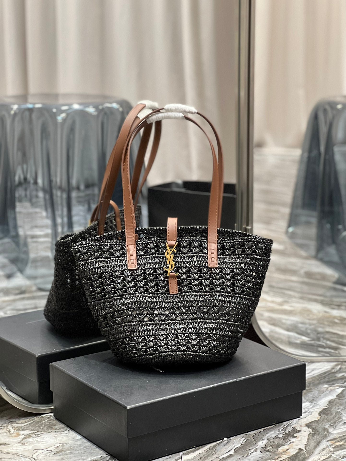 Bolso Tote Rive Gauche de rafia YSL