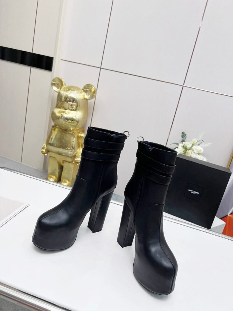 Botines Cherry de Plataforma Doble Hebilla Piel Lisa YSL - Imagen 3
