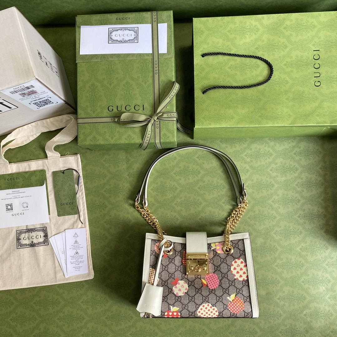 Bolso tote Padlock pequeño con diseño frutal GUCCI