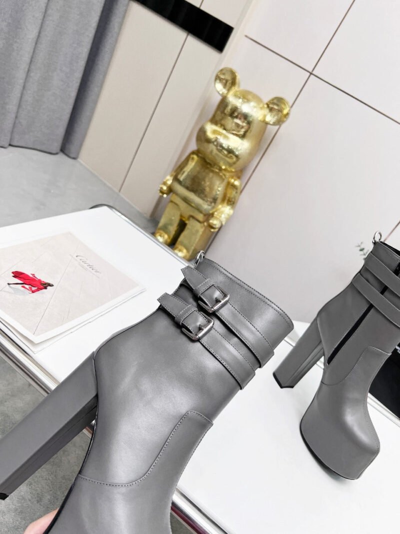 Botines Cherry de Plataforma Doble Hebilla Piel Lisa YSL - Imagen 7