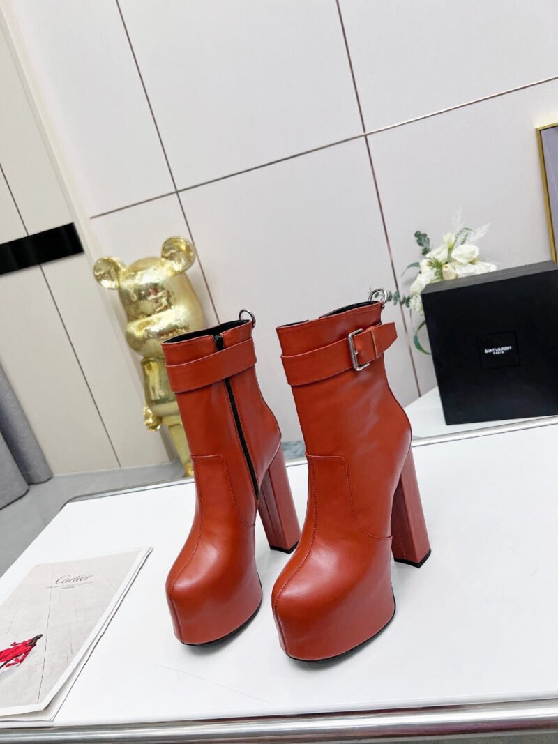 Botines Cherry de Plataforma Hebilla Piel Lisa YSL - Imagen 5