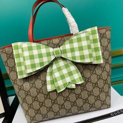 Tote Infantil GG con Lazo de Cuadros GUCCI