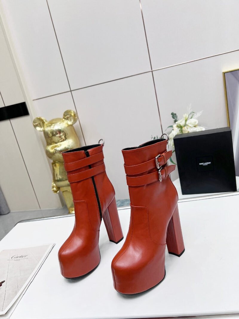 Botines Cherry de Plataforma Doble Hebilla Piel Lisa YSL - Imagen 2