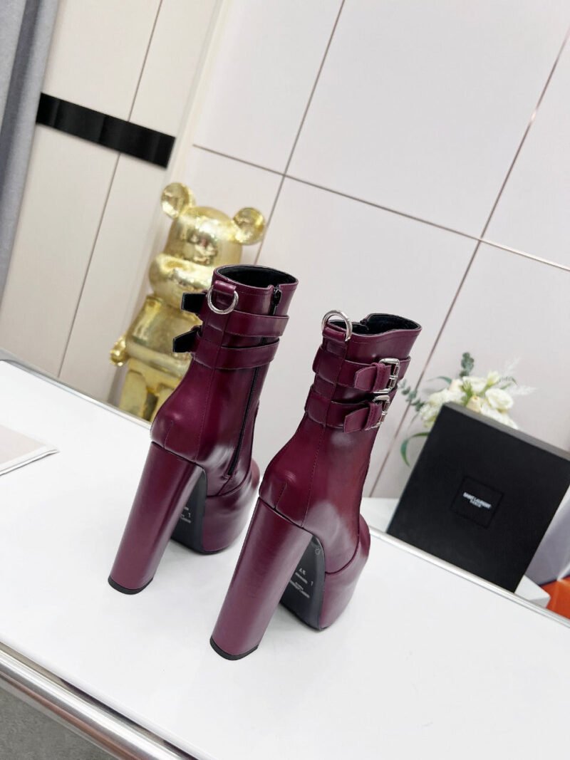 Botines Cherry de Plataforma Doble Hebilla Piel Lisa YSL - Imagen 5