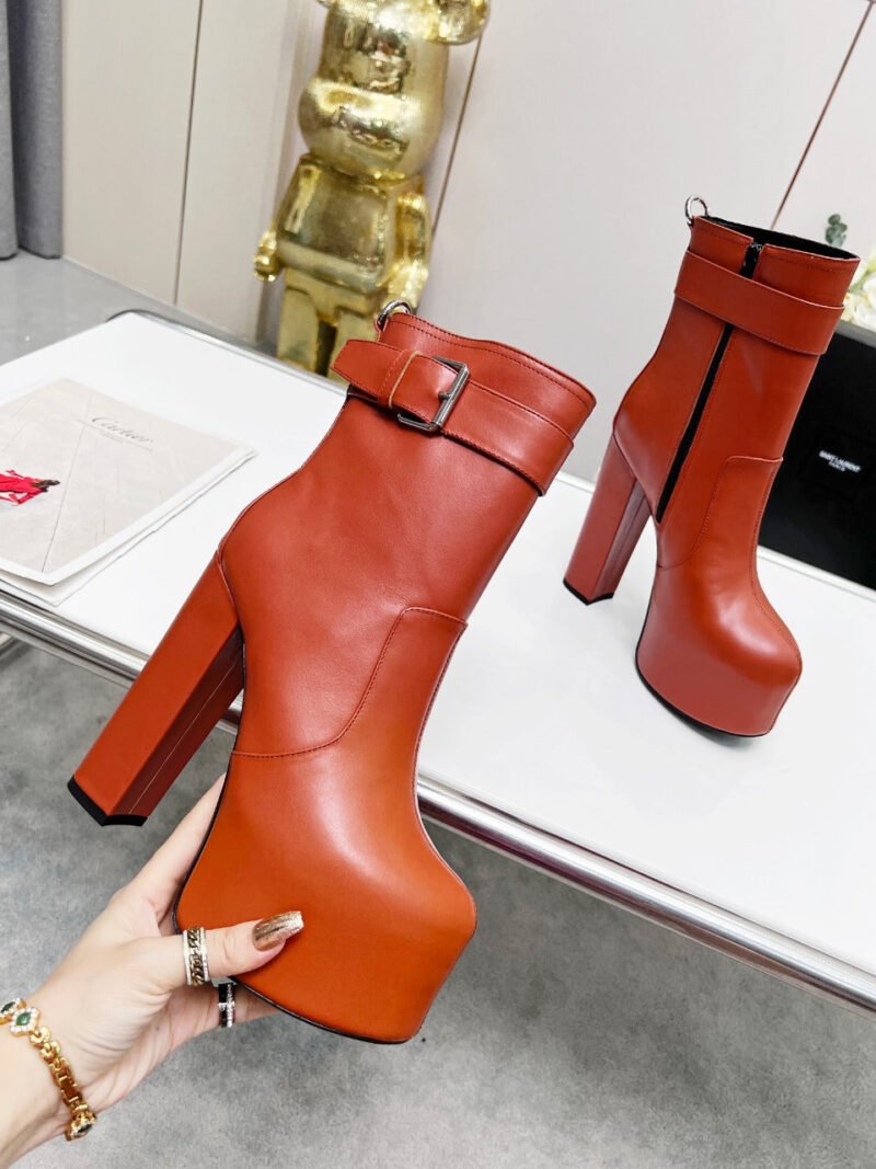 Botines Cherry de Plataforma Hebilla Piel Lisa YSL - Imagen 3