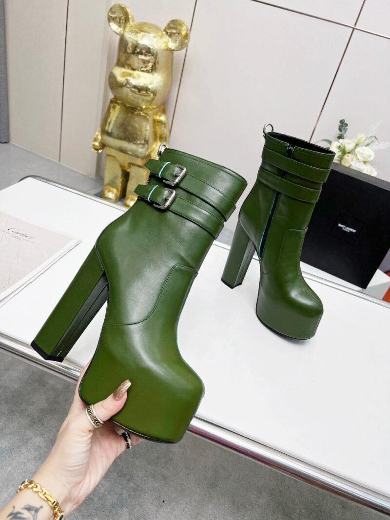 Botines Cherry de Plataforma Doble Hebilla Piel Lisa YSL - Imagen 4