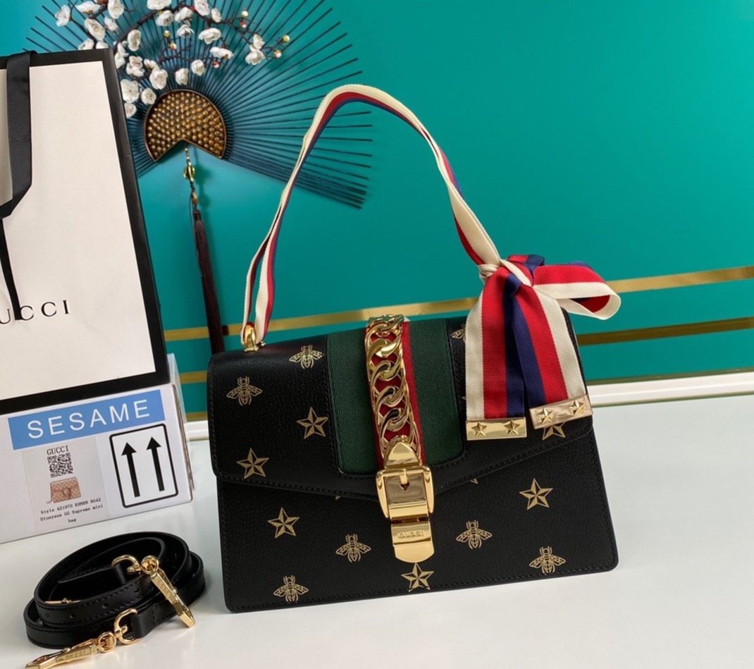 Bolso Hombro Sylvie Pequeño Abejas Estrellas GUCCI