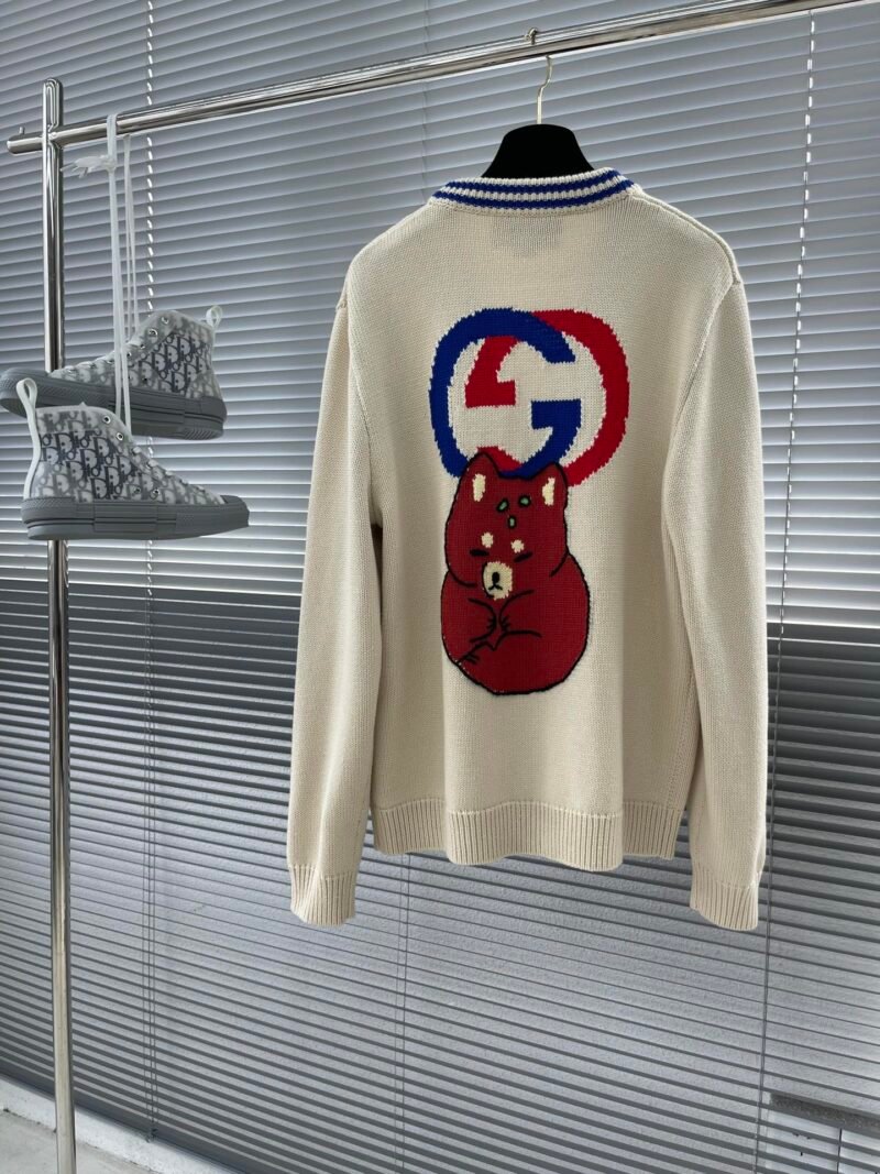 Cárdigan punto de algodón con intarsia animal GUCCI - Imagen 2