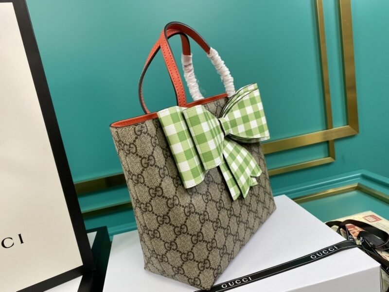 Tote Infantil GG con Lazo de Cuadros GUCCI - Imagen 6