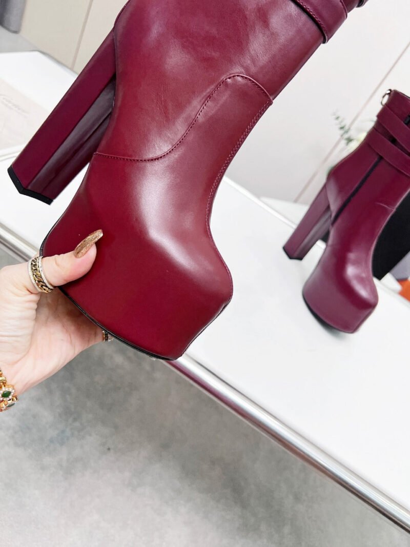 Botines Cherry de Plataforma Doble Hebilla Piel Lisa YSL - Imagen 8