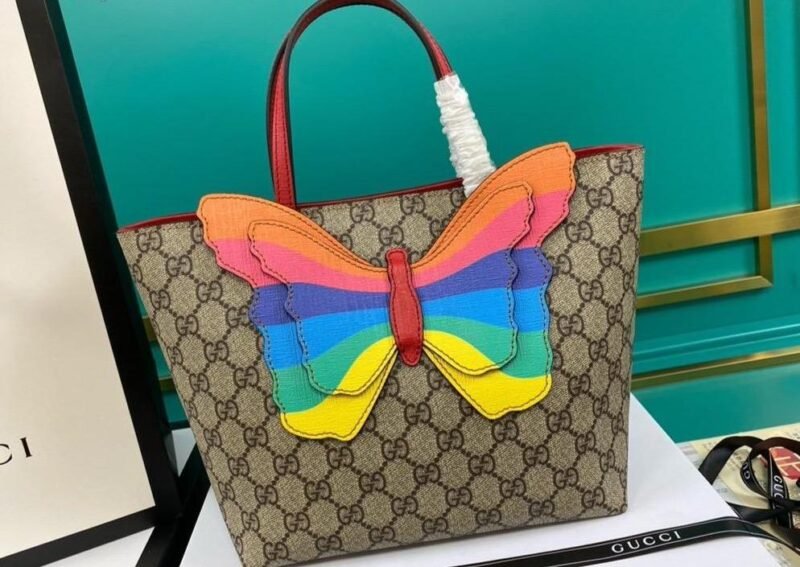 Tote Infantil GG con Mariposa Arcoíris GUCCI
