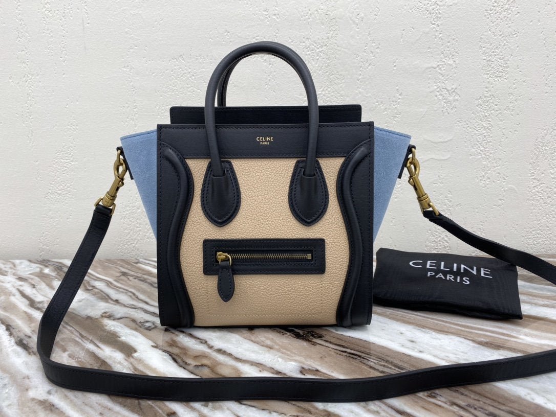 BOLSO LUGGAGE MICRO DE TEJIDO Y PIEL CELINE