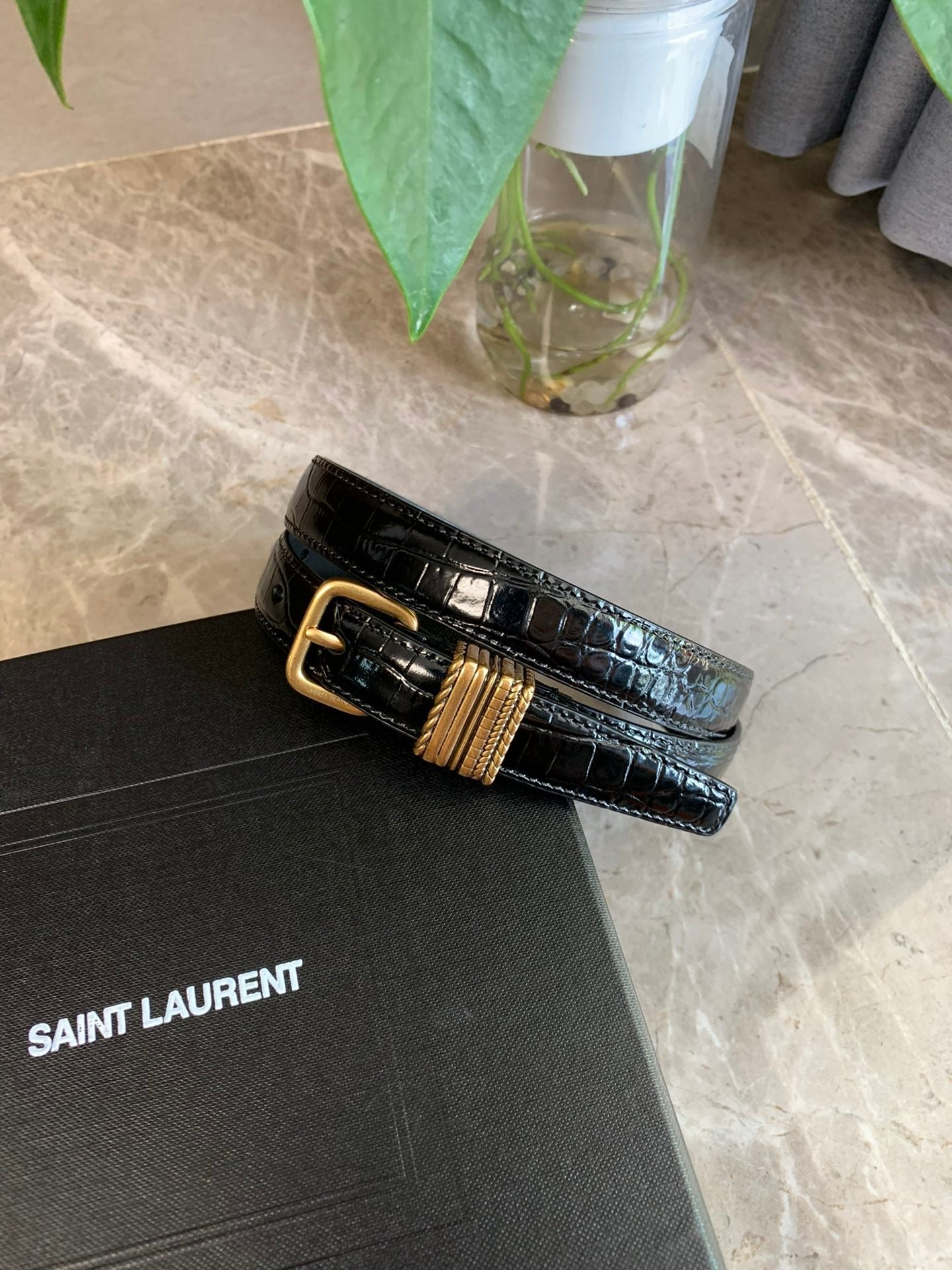 Cinturón de hebilla cuadrada YSL