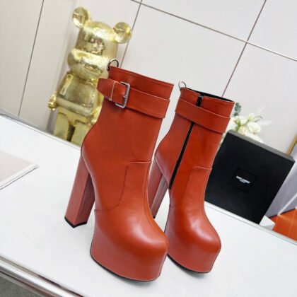 Botines Cherry de Plataforma Hebilla Piel Lisa YSL