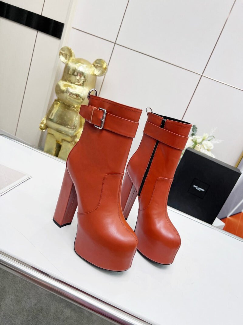 Botines Cherry de Plataforma Hebilla Piel Lisa YSL