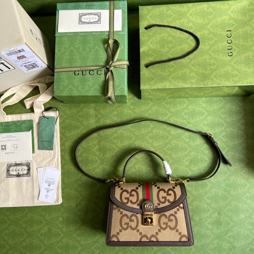 Bolso Ophidia con asa superior y tribanda Web Gucci