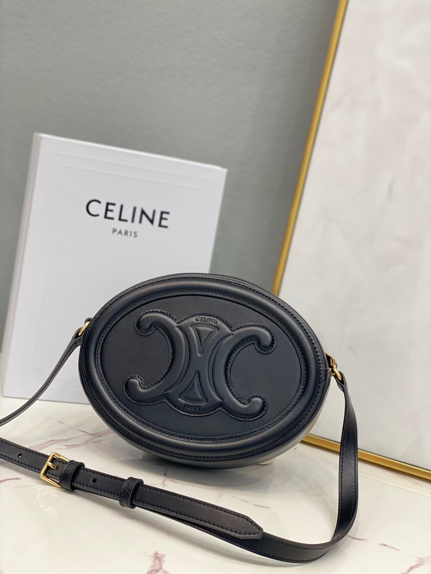 Bolso Ovalado de Piel Triomphe Celine