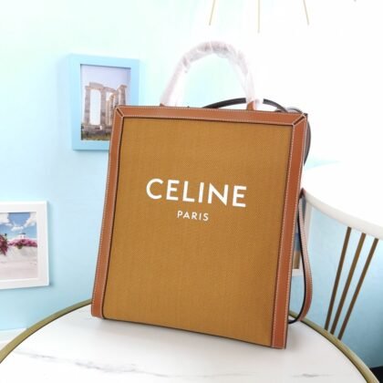 BOLSO CABAS CELINE VERTICAL MINI DE LONA CON ESTAMPADO CELINE Y PIEL