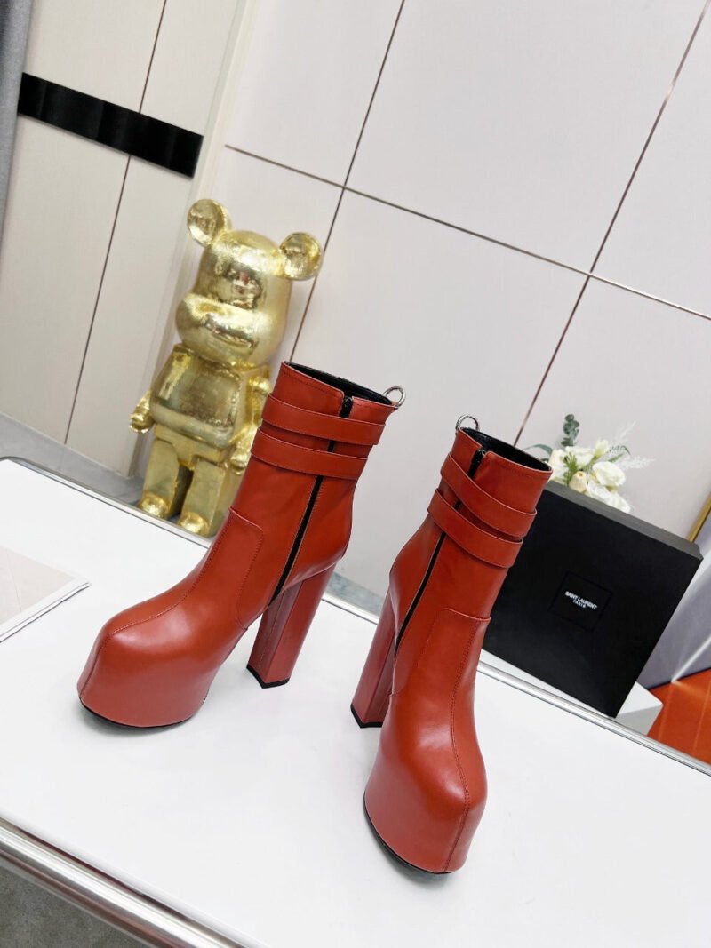 Botines Cherry de Plataforma Doble Hebilla Piel Lisa YSL - Imagen 3