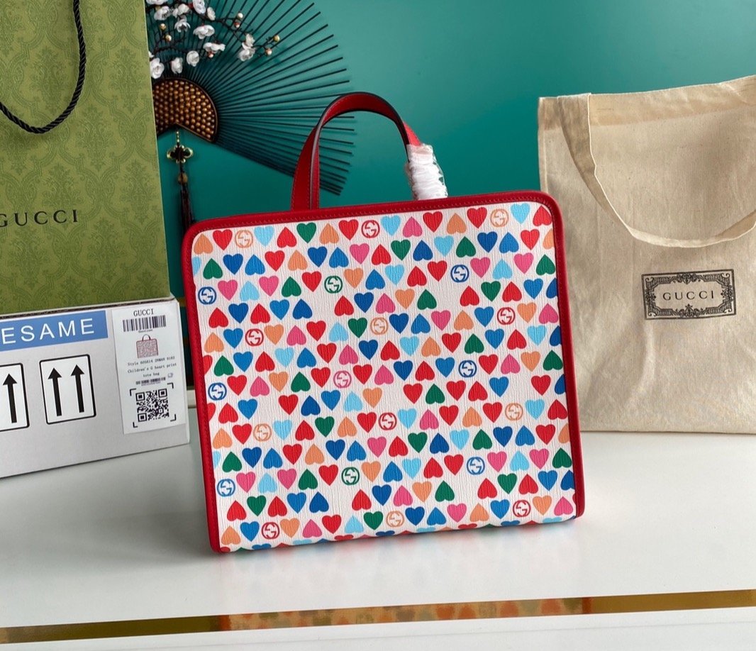 Bolso tote infantil con corazones y GG GUCCI